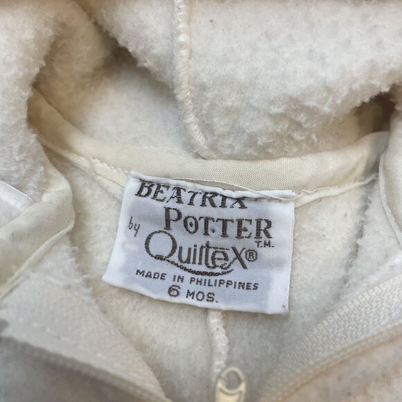 Vintage Peter Rabbit Onesie Beatrix Potter Quiltex 6 months Fleece Bunting Suit - Picture 3 of 7